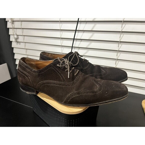 FINSBURY Italian Made Brown Suede Cap Toe Dress Shoes 8 (34) - Picture 1 of 9